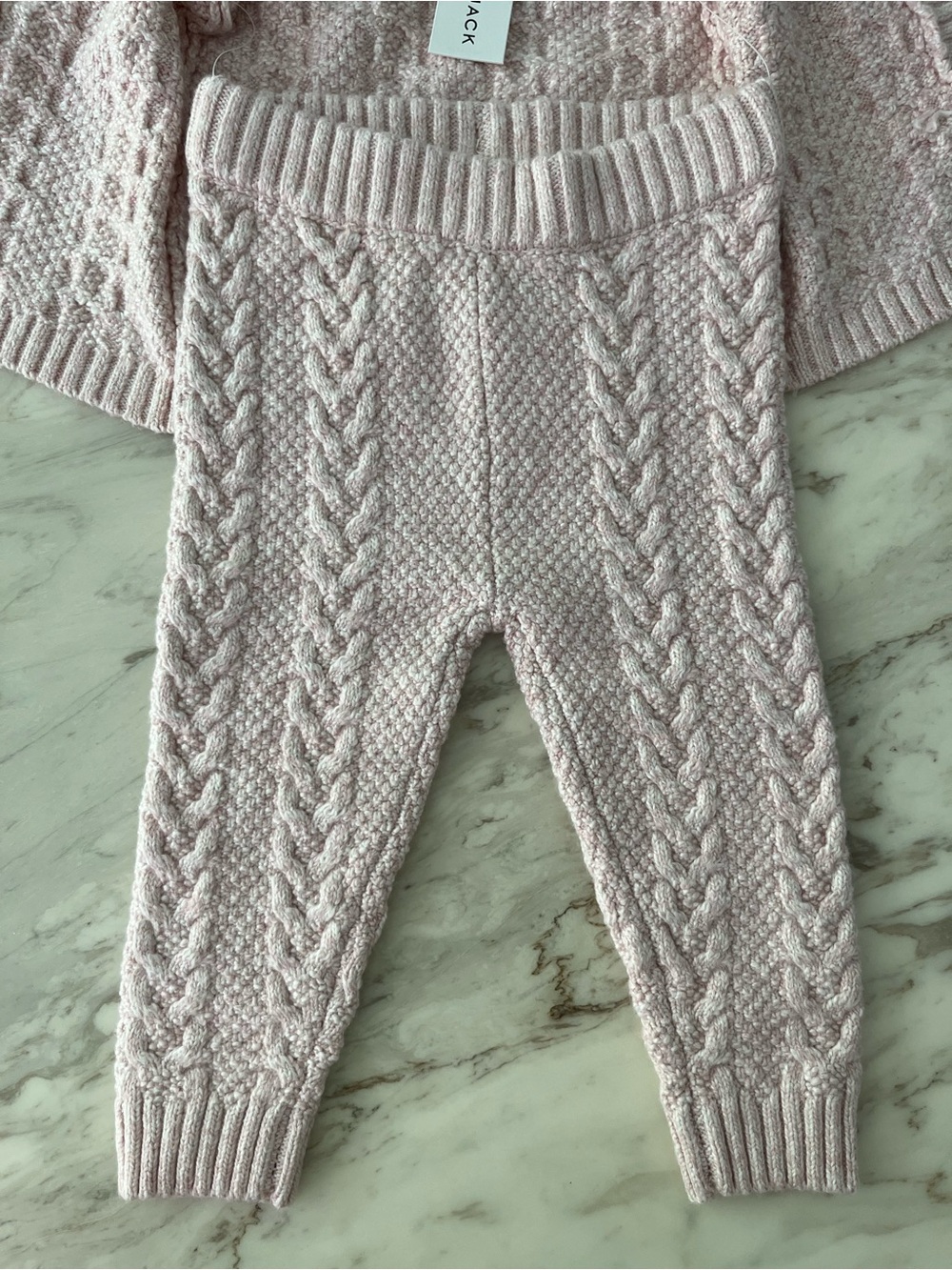 Janie and Jack Pale Pink Cable-Knit Cardigan & Pants Matching Set - Picture 7 of 8